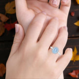 Art Deco Oval Natural Stone Floral Ring