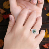 Art Deco Oval Natural Stone Floral Ring
