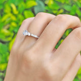 Three Stone Round Natural Stone Ring