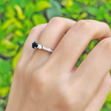 Three Stone Round Natural Stone Ring