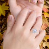 Pear Teardrop Natural Stone Halo Ring