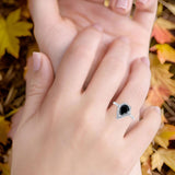 Pear Teardrop Natural Stone Halo Ring