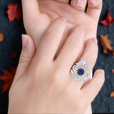 Three Piece Round Natural Stone Cocktail Ring