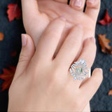 Three Piece Round Natural Stone Cocktail Ring