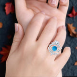 Three Piece Round Natural Stone Cocktail Ring