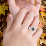 Art Deco Round Natural Stone Triquetra Ring