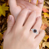 Art Deco Round Natural Stone Triquetra Ring