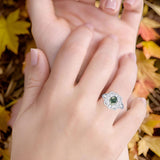 Vintage Style Oval Natural Stone Floral Ring
