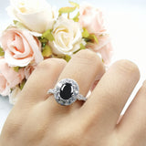 Oval Natural Stone Art Deco Ring