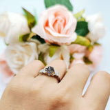 Oval Natural Stone Leaf Split Shank Ring