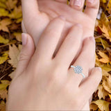 Art Deco Round Natural Stone Floral Ring