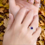 Art Deco Round Natural Stone Floral Ring