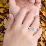 Art Deco Round Natural Stone Floral Ring