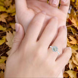 Art Deco Round Natural Stone Floral Ring