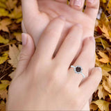 Art Deco Round Natural Stone Floral Ring