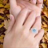 Art Deco Round Natural Stone Floral Ring