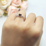 Minimalist Round Natural Stone Art Deco Ring