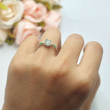 Minimalist Round Natural Stone Art Deco Ring