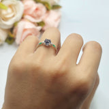 Minimalist Round Natural Stone Art Deco Ring