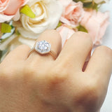 Vintage Style Round Natural Stone Hexagonal Ring