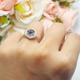 Vintage Style Round Natural Stone Hexagonal Ring