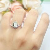 Oval Natural Stone V Midi Band Solitaire Ring