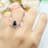 Oval Natural Stone V Midi Band Solitaire Ring