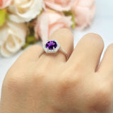 Vintage Style Round Natural Stone Hexagonal Ring