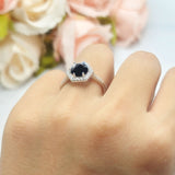 Vintage Style Round Natural Stone Hexagonal Ring