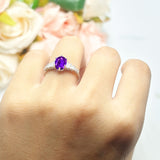 Oval Natural Stone Tapered Baguette Ring