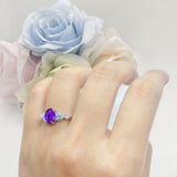 Art Deco Natural Amethyst Silver Ring