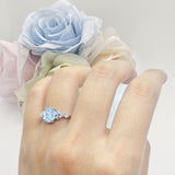 Art Deco Natural Aquamarine Silver Ring