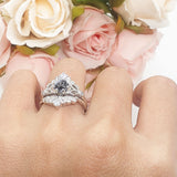 Three Piece Round Leaf Style Bridal Silver Ring
