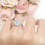 Art Deco Oval Halo Floral Ring