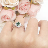 Art Deco Oval Halo Floral Ring
