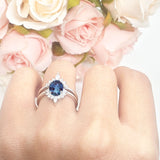 Two Piece Oval Curved Contour Silver Ring