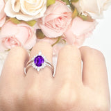 Two Piece Oval Curved Contour Silver Ring