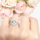 Two Piece Oval Curved Contour Silver Ring