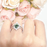 Two Piece Oval Curved Contour Silver Ring