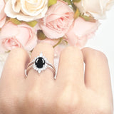 Two Piece Oval Curved Contour Silver Ring