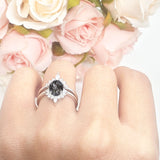 Two Piece Oval Curved Contour Silver Ring