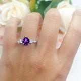 Round Five Stone Marqise Style Silver Ring