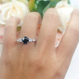 Round Five Stone Marqise Style Silver Ring