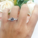 Round Five Stone Marqise Style Silver Ring