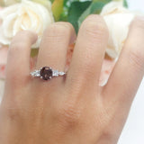 Round Five Stone Marqise Style Silver Ring