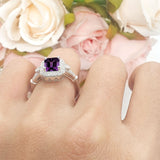 Art Deco Emerald Cut Halo Bridal Ring