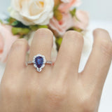 Art Deco Pear Teardrop Halo Ring 