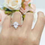 Art Deco Pear Teardrop Halo Ring 