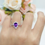 Art Deco Pear Teardrop Halo Ring 