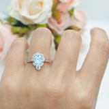 Art Deco Pear Teardrop Halo Ring 